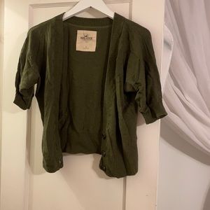 Green hollister cropped cardigan